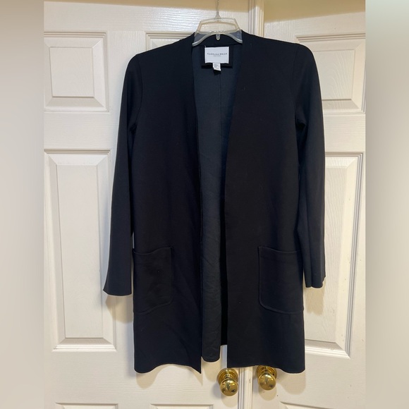 Carolina Belle Montreal black jersey soft open front long cardigan pockets Sz M - Picture 1 of 14